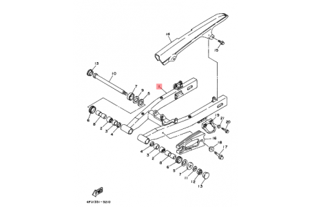 TDR125/ Bras arrière complet 